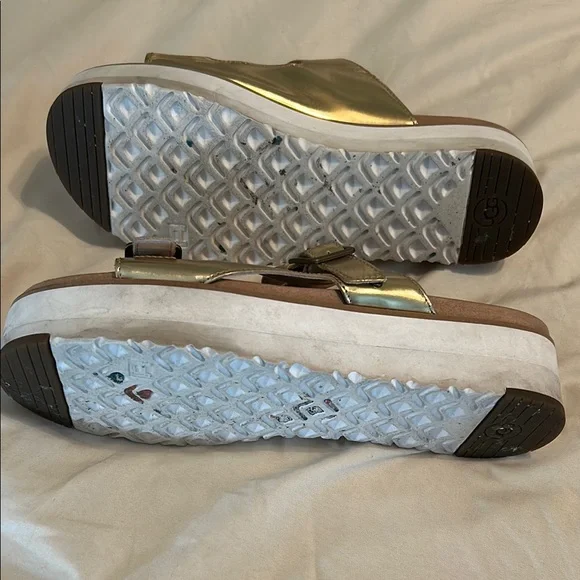 UGG Gold Sandals with Adjustable Buckle Straps - Picture 4 of 5